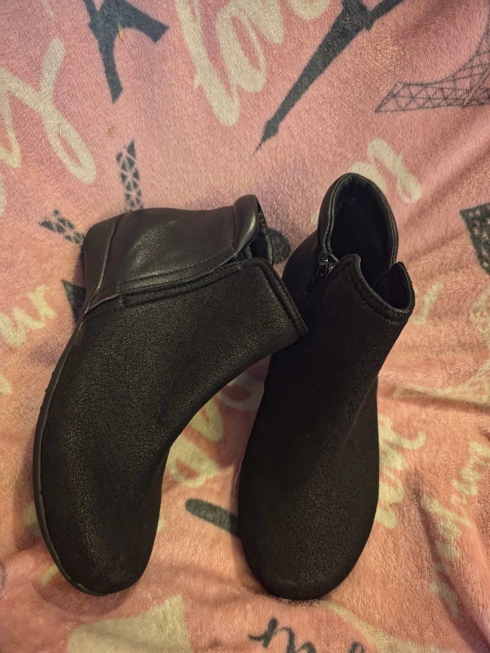 DREW Kool Boots black leather/suede sz7.5W